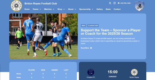 Bridon Ropes FC Website Example